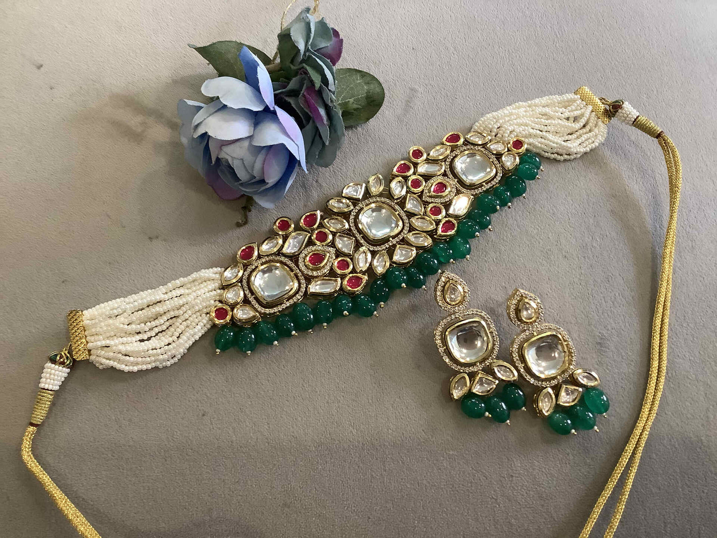 Inayat Choker Set with Drop Earrings