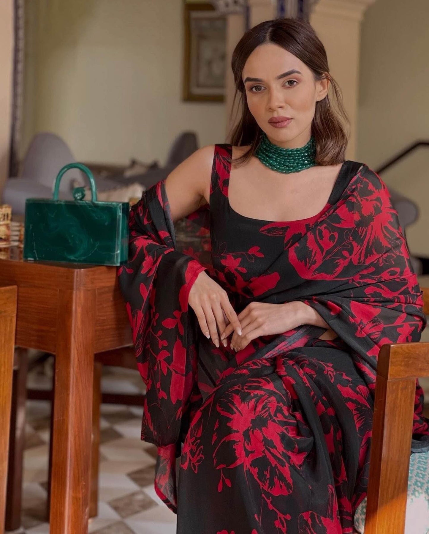 Emerald Onyx Necklace And Earrings