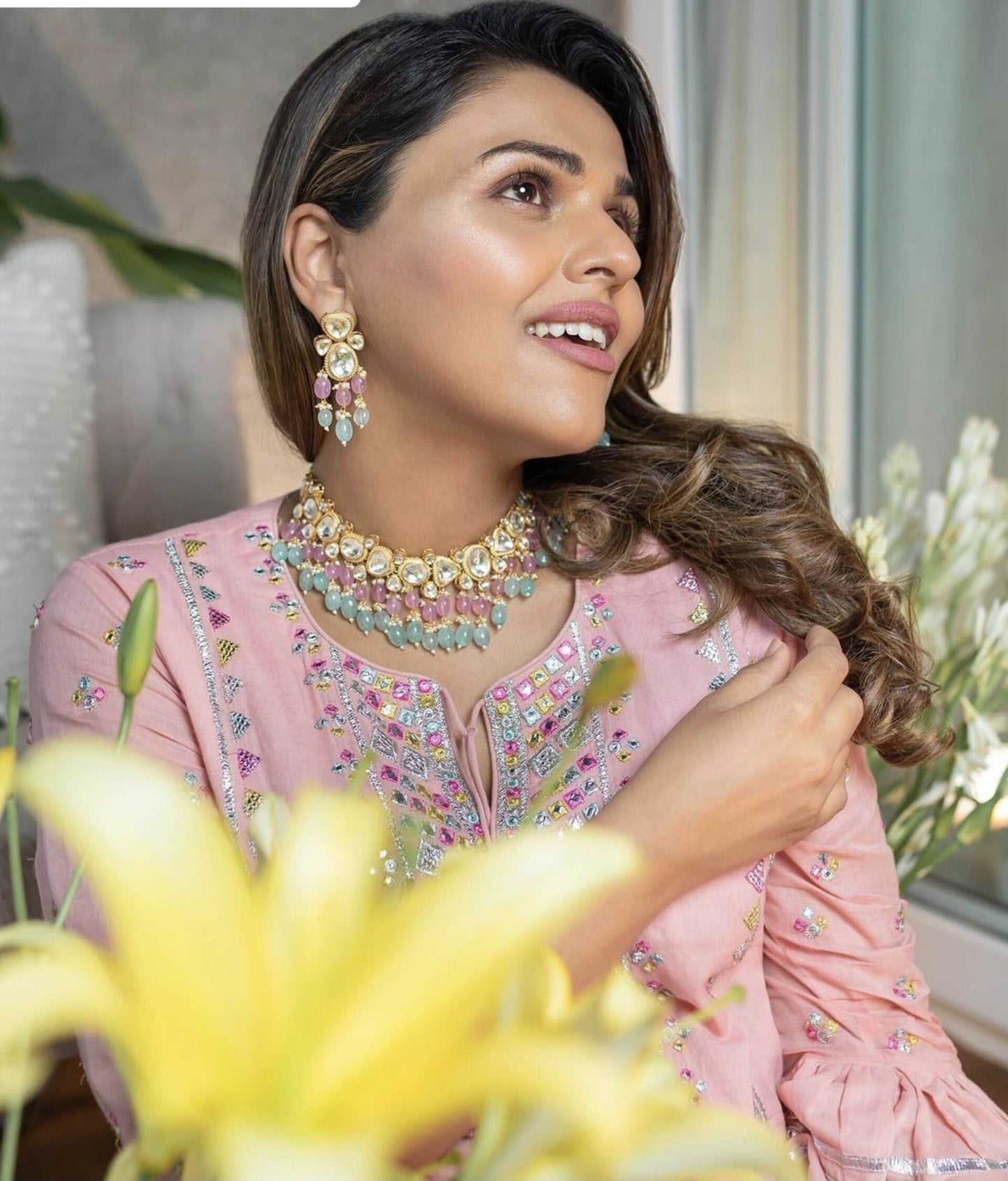 Mint and Blush Kundan Set