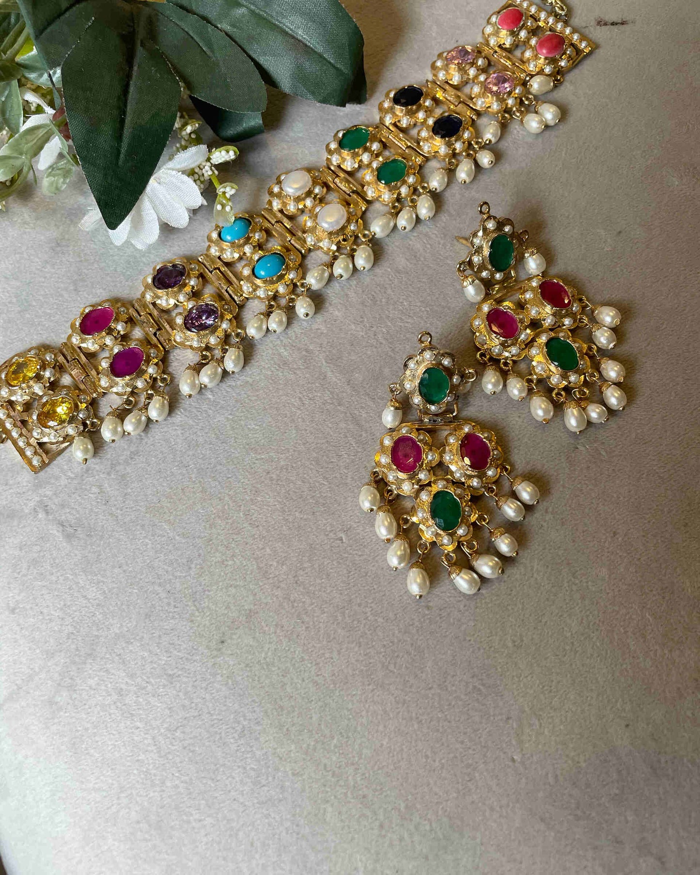 Ziya Navratna Necklace Set