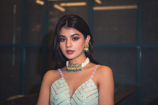 Jasmine Stone Choker and Earrings Set