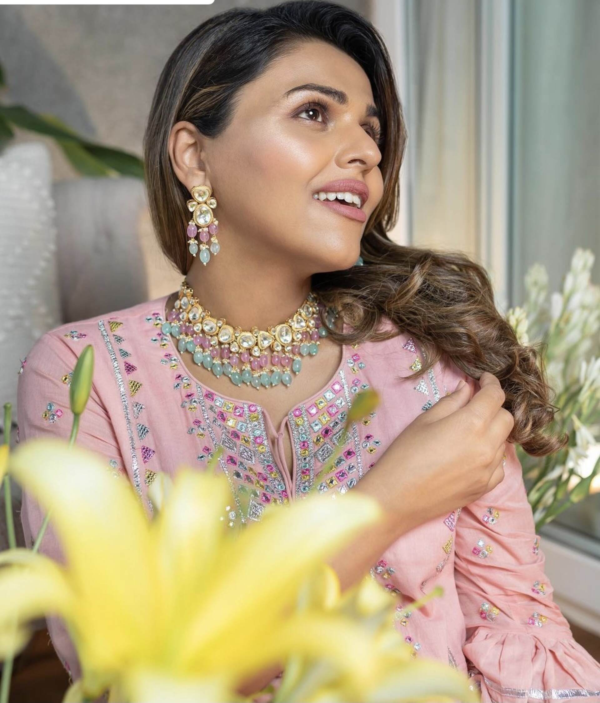Mint and Blush Kundan Set