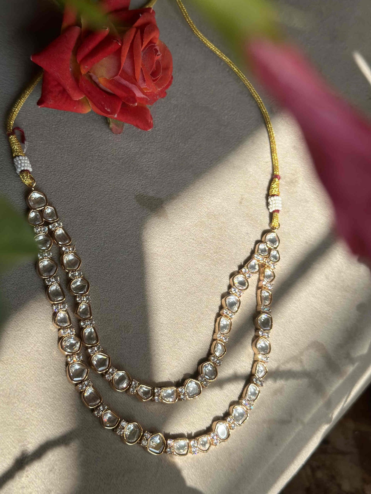 Namath Double Layered Polki Necklace