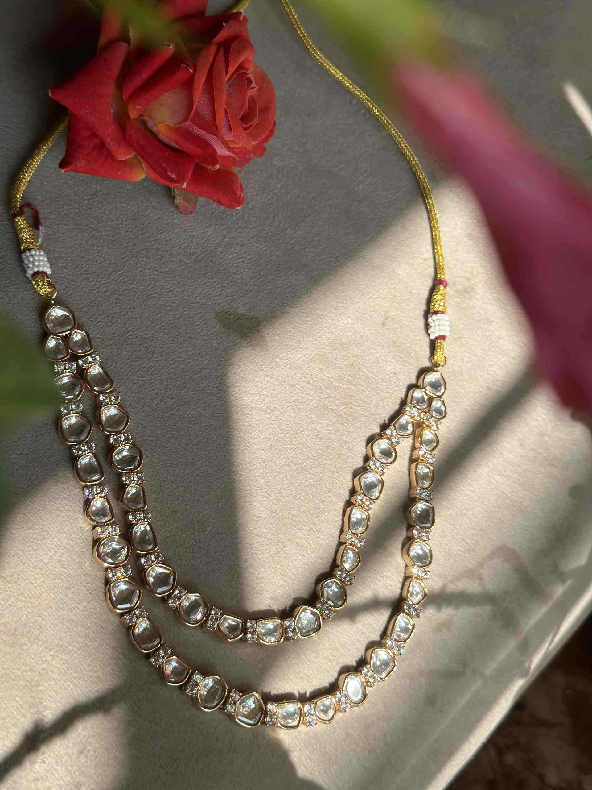 Namath Double Layered Polki Necklace