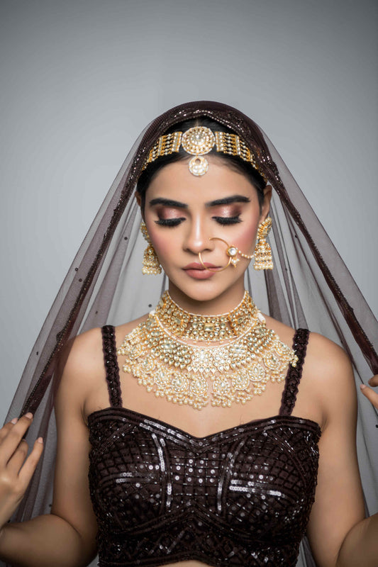 Polki Necklace with Jhumkas