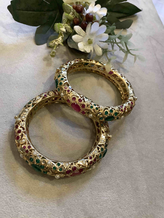 Red & Pink Jadau Bangles