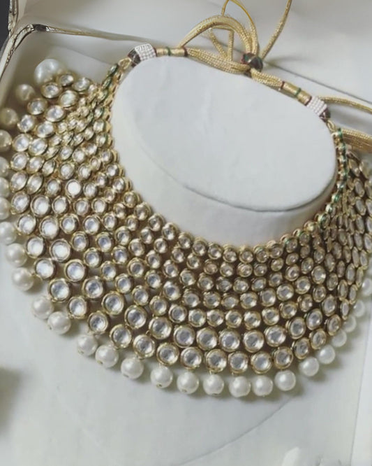 Statement Polki Necklace with Pearls