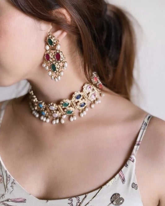 Ziya Navratna Necklace Set